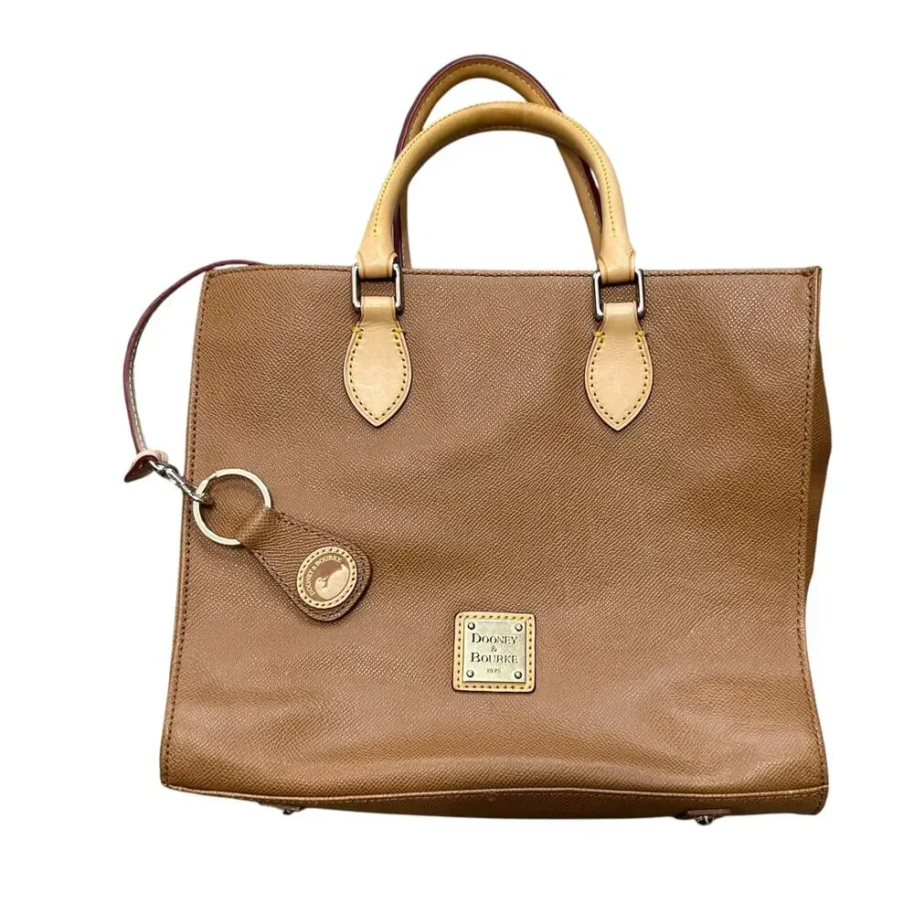 Dooney & Bourke Pebble Leather Janine Handbag Brown Double Handle Designer